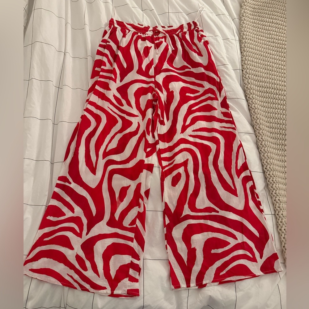 Primark Red and White Zebra Print Beach Pants